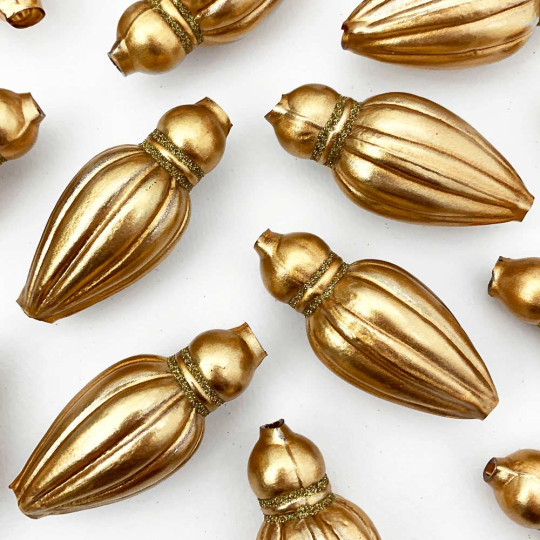 1 Gold Fancy Finial Glass Garland Bead ~ 2-1/2"