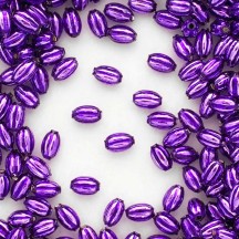 15 Small Purple Ribbed Olive Blown Glass Beads 10mm ~ Czech Republic