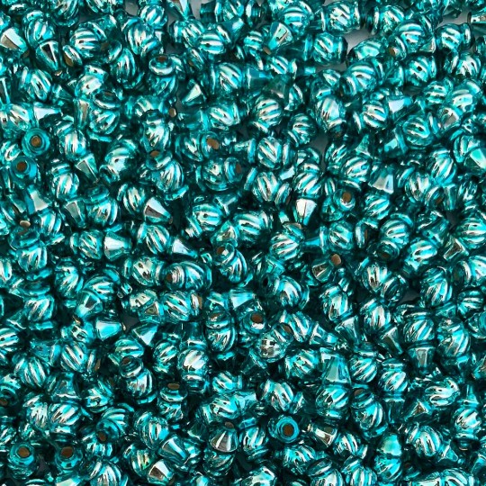 10 Small Aqua Fancy Twist Blown Glass Beads 12mm ~ Czech Republic