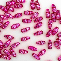 10 Small Hot Pink Fancy Twist Blown Glass Beads 12mm ~ Czech Republic