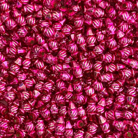 10 Small Hot Pink Fancy Twist Blown Glass Beads 12mm ~ Czech Republic