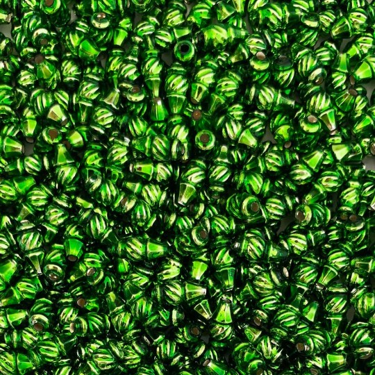 10 Small Lime Green Fancy Twist Blown Glass Beads 12mm ~ Czech Republic