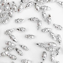 10 Small Silver Fancy Twist Blown Glass Beads 12mm ~ Czech Republic