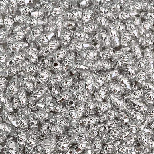 10 Small Silver Fancy Twist Blown Glass Beads 12mm ~ Czech Republic