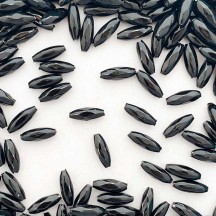 15 Small Black Faceted Seeds Blown Glass Beads 12mm ~ Czech Republic