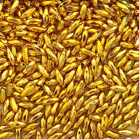 15 Small Gold Faceted Seeds Blown Glass Beads 12mm ~ Czech Republic