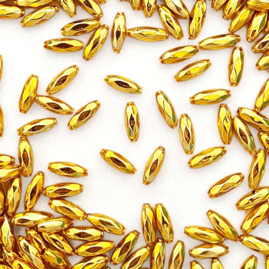 15 Small Gold Faceted Seeds Blown Glass Beads 12mm ~ Czech Republic