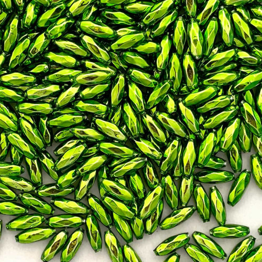 15 Small Light Green Faceted Seeds Blown Glass Beads 12mm ~ Czech Republic