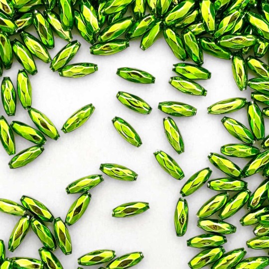 15 Small Light Green Faceted Seeds Blown Glass Beads 12mm ~ Czech Republic
