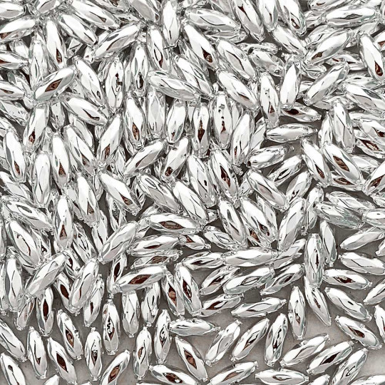 15 Small Silver Faceted Seeds Blown Glass Beads 12mm ~ Czech Republic