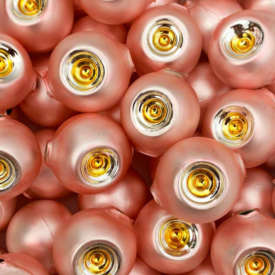 Large Matte Light Pink and Gold Indent Reflector Bead ~ 30mm for Glass Garlands