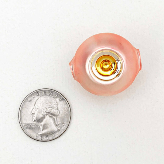 Large Matte Light Pink and Gold Indent Reflector Bead ~ 30mm for Glass Garlands