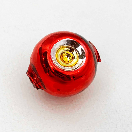 Large Red and Gold Indent Reflector Bead ~ 30mm for Glass Garlands