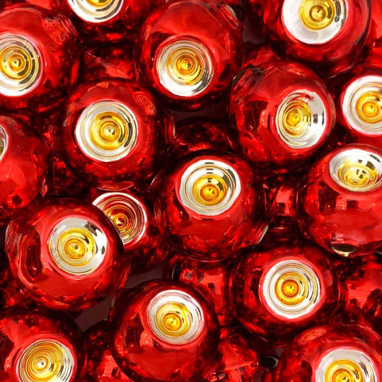 Large Red and Gold Indent Reflector Bead ~ 30mm for Glass Garlands