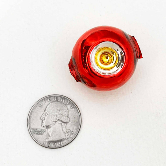 Large Red and Gold Indent Reflector Bead ~ 30mm for Glass Garlands