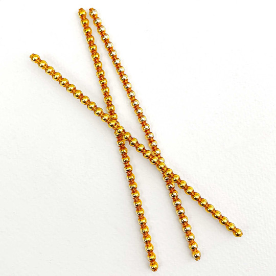 3 Blown Glass Gold Smooth Bead Sticks ~ 4 mm Bumps ~ Czech Republic