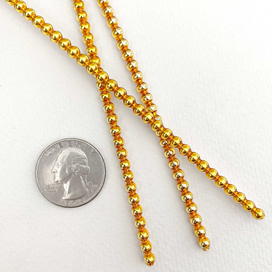 3 Blown Glass Gold Smooth Bead Sticks ~ 4 mm Bumps ~ Czech Republic