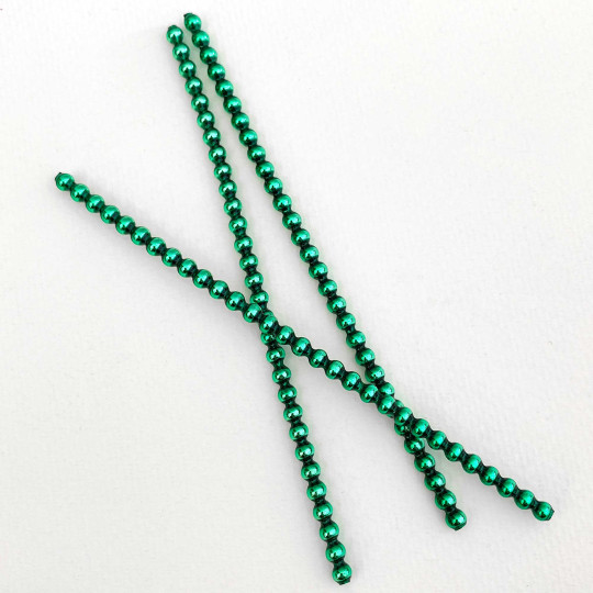 3 Blown Glass Green Smooth Bead Sticks ~ 4 mm Bumps ~ Czech Republic