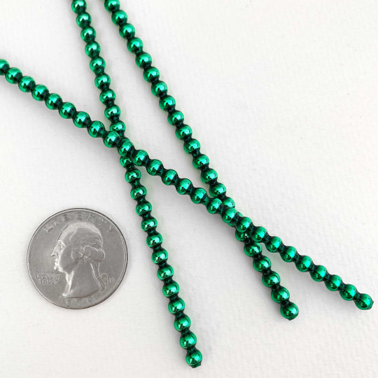 3 Blown Glass Green Smooth Bead Sticks ~ 4 mm Bumps ~ Czech Republic
