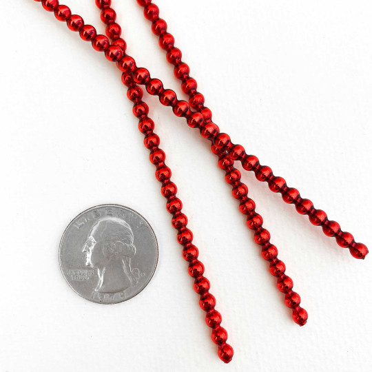 3 Blown Glass Red Smooth Bead Sticks ~ 4 mm Bumps ~ Czech Republic