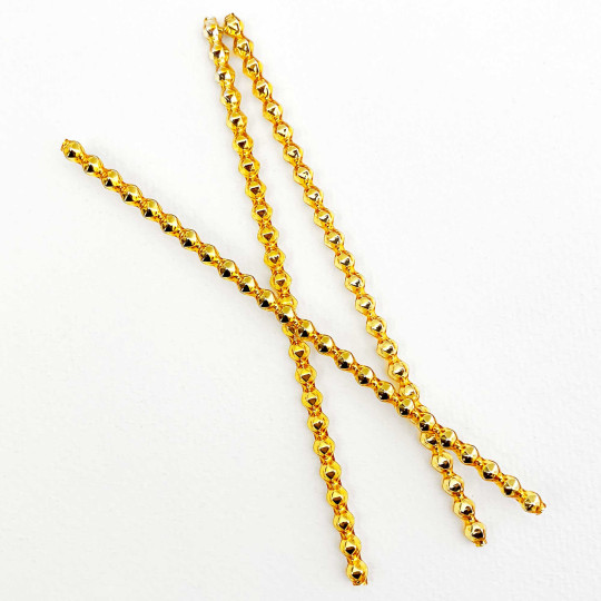 3 Blown Glass Gold Faceted Bead Sticks ~ 5 mm Bumps ~ Czech Republic