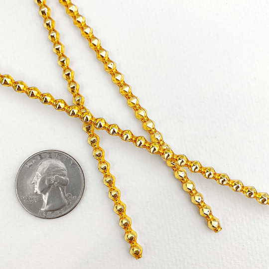 3 Blown Glass Gold Faceted Bead Sticks ~ 5 mm Bumps ~ Czech Republic
