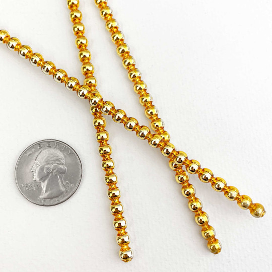3 Blown Glass Gold Smooth Bead Sticks ~ 5 mm Bumps ~ Czech Republic