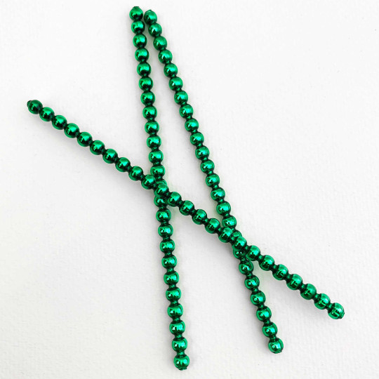 3 Blown Glass Green Smooth Bead Sticks ~ 5 mm Bumps ~ Czech Republic