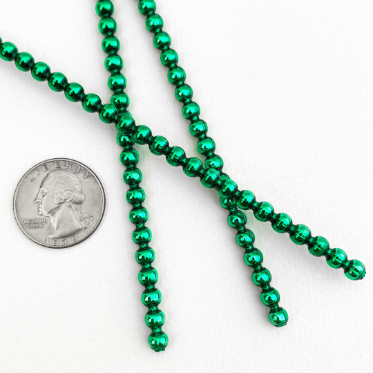 3 Blown Glass Green Smooth Bead Sticks ~ 5 mm Bumps ~ Czech Republic