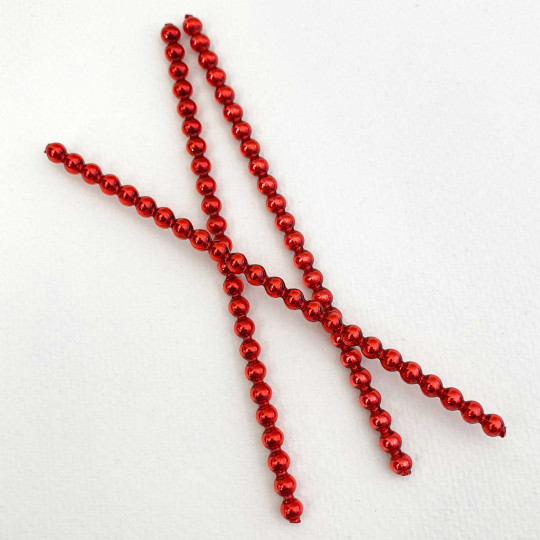 3 Blown Glass Red Smooth Bead Sticks ~ 5 mm Bumps ~ Czech Republic
