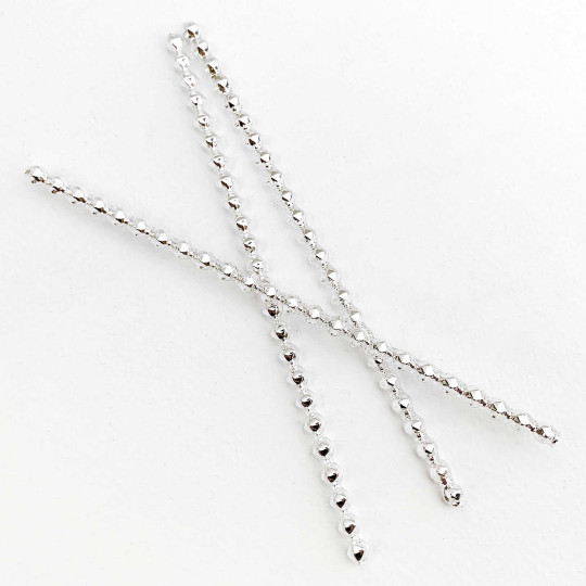 3 Blown Glass Silver Faceted Bead Sticks ~ 5 mm Bumps ~ Czech Republic