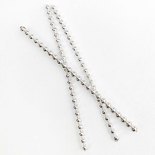 3 Blown Glass Silver Smooth Bead Sticks ~ 5 mm Bumps ~ Czech Republic