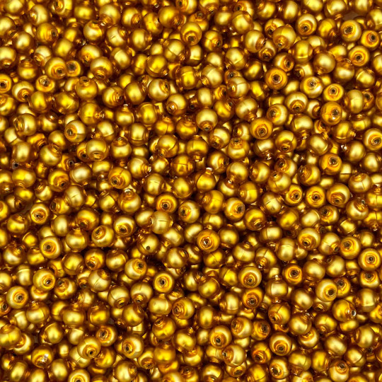 30 Matte LIght Yellow Round Glass Beads 6 mm ~ Czech Republic
