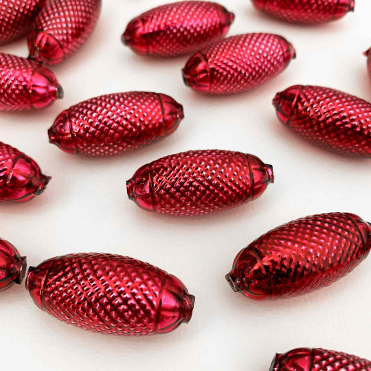 2 Blackberry XL Fancy Oblong Glass Garland Beads 1-1/2" ~ Czech Republic