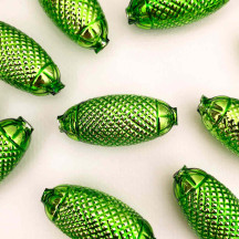 2 Lime Green XL Fancy Oblong Glass Garland Beads 1-1/2" ~ Czech Republic