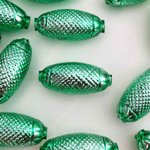 2 Light Green XL Fancy Oblong Glass Garland Beads 1-1/2" ~ Czech Republic