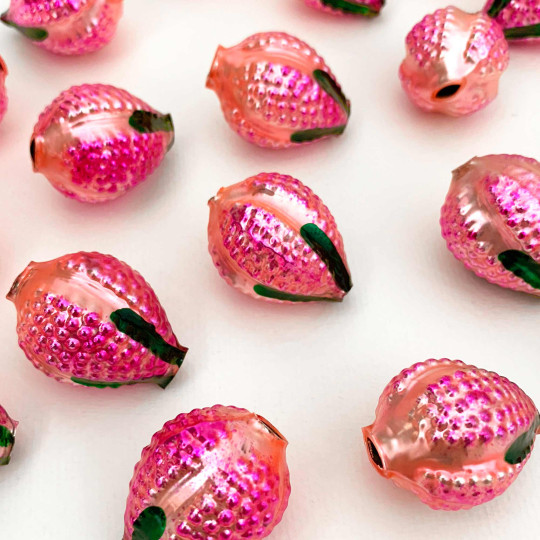 1 Extra Large Fancy Pink Berry Blown Glass Bead ~ 1-1/2"