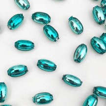 10 Aqua Oval Glass Beads 11 mm ~ Czech Republic