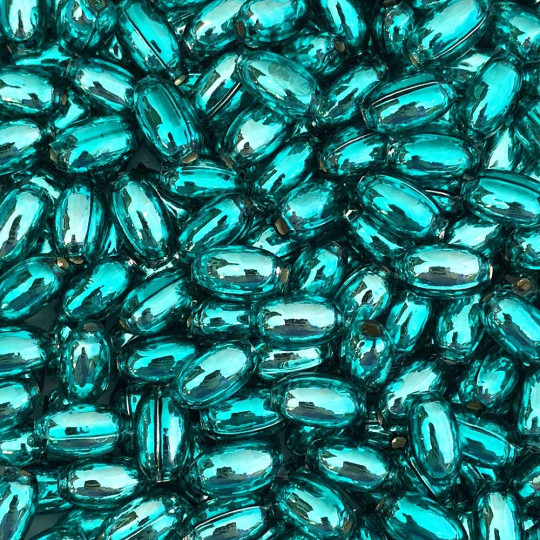 10 Aqua Oval Glass Beads 11 mm ~ Czech Republic