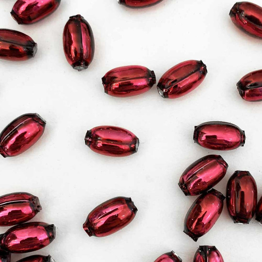 10 Burgundy Oval Glass Beads 11 mm ~ Czech Republic