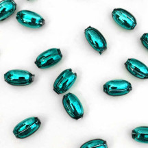10 Dark Teal Oval Glass Beads 11 mm ~ Czech Republic