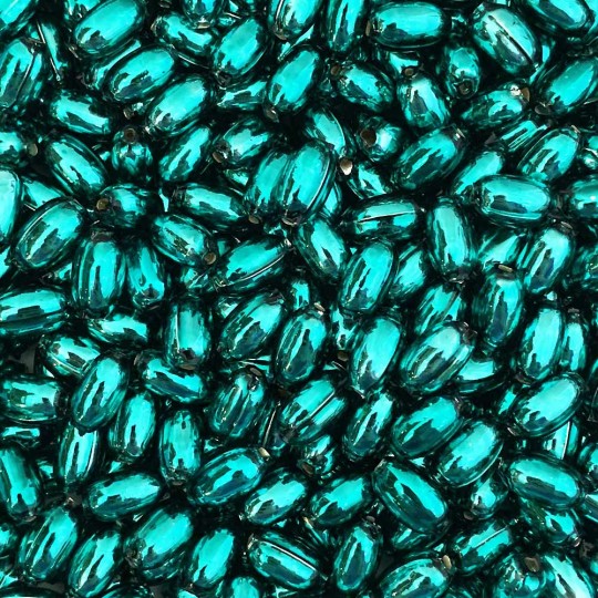 10 Dark Teal Oval Glass Beads 11 mm ~ Czech Republic