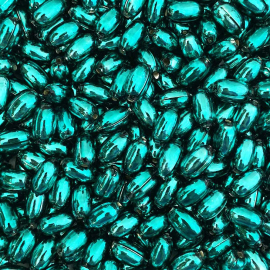 10 Dark Teal Oval Glass Beads 11 mm ~ Czech Republic