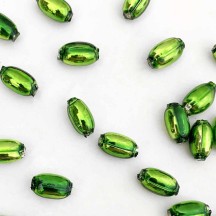 10 Lime Green Oval Glass Beads 11 mm ~ Czech Republic