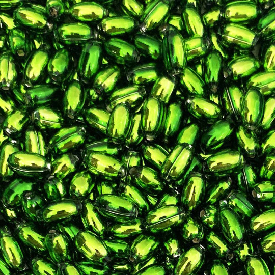 10 Lime Green Oval Glass Beads 11 mm ~ Czech Republic