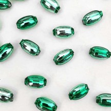 10 Light Green Oval Glass Beads 11 mm ~ Czech Republic
