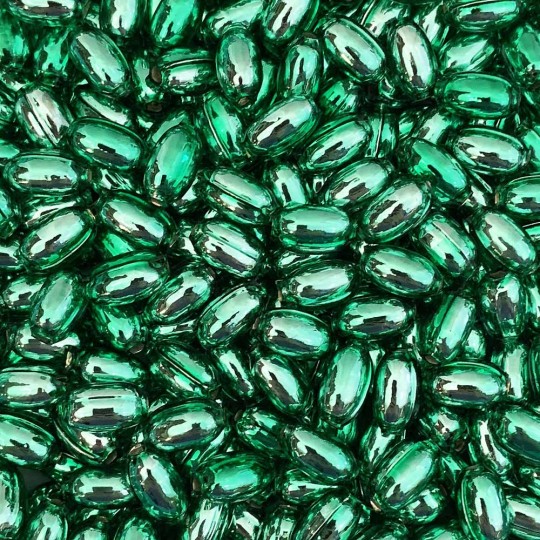 10 Light Green Oval Glass Beads 11 mm ~ Czech Republic