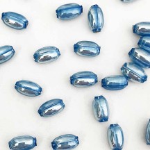 10 Pearl Blue Oval Glass Beads 11 mm ~ Czech Republic