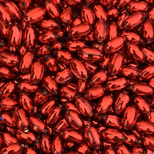 10 Red Oval Glass Beads 11 mm ~ Czech Republic
