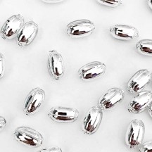 10 Silver Oval Glass Beads 11 mm ~ Czech Republic